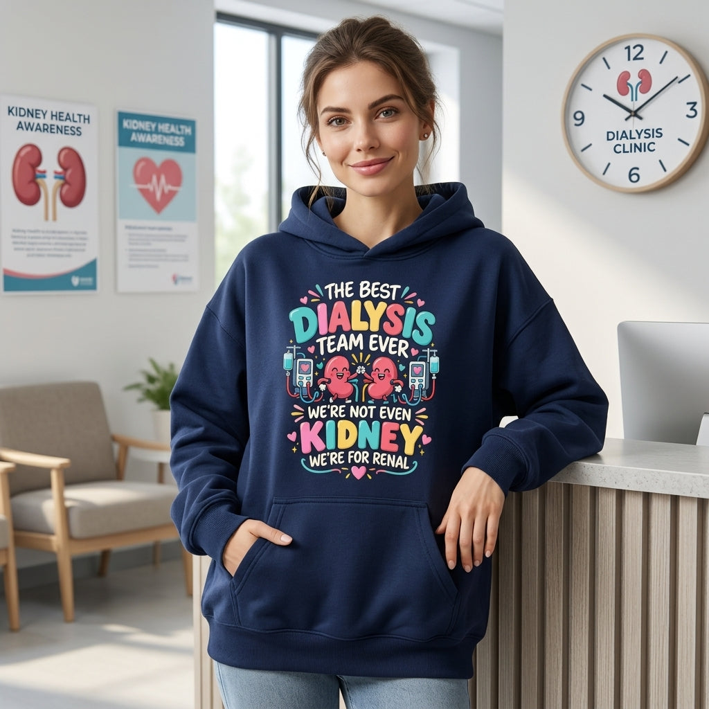 Best Dialysis Team Ever Funny Kidney Pun T-shirt Sweatshirt Hoodie – Renal Nurse Gift - mockup 2
