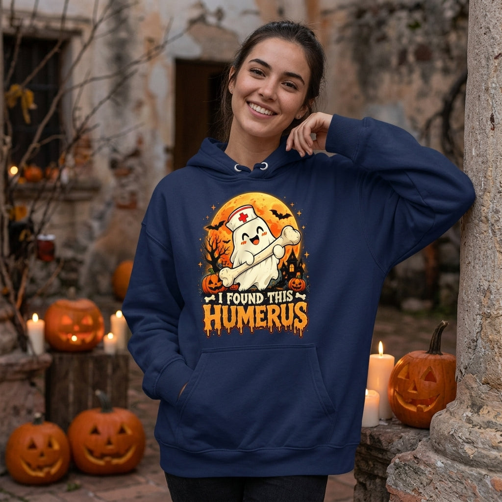 Funny I Found This Humerus Ghost Nurse T-shirt Sweatshirt Hoodie – Halloween Gift for Nurses - mockup 2