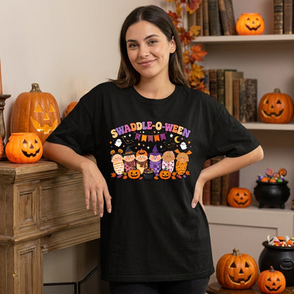 Swaddle-O-Ween Cute Halloween Babies T-shirt Sweatshirt Hoodie – Spooky Season Gift - mockup 3