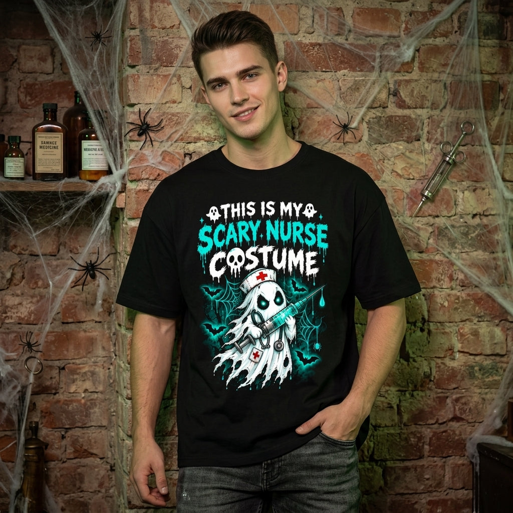 This Is My Scary Nurse Costume Ghost T-shirt Sweatshirt Hoodie – Funny Halloween Apparel - mockup 3