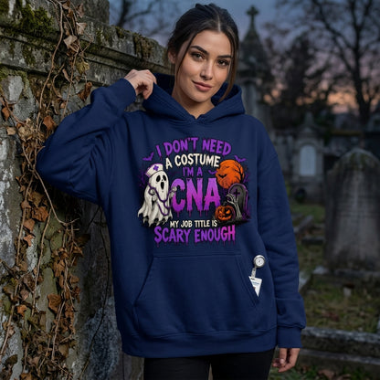 CNA Halloween Ghost Costume T-shirt Sweatshirt Hoodie - I'm A CNA My Job Title Is Scary Enough - mockup 2