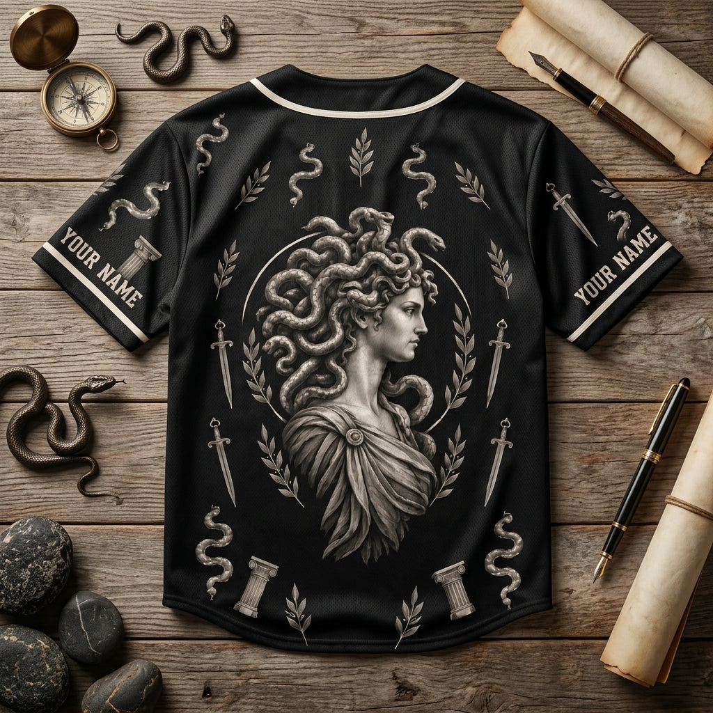 Personalized Vintage Medusa Girls Will Be Girls Baseball Jersey – Greek Myth Feminist Apparel - mockup 4