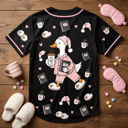 Personalized First of All It's Pajama Day Cute Goose Baseball Jersey for Teachers - mockup 4