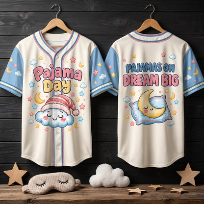 Personalized Pajama Day School Spirit Week Baseball Jersey – Cute Cloud Teacher Student Gift - mockup 3