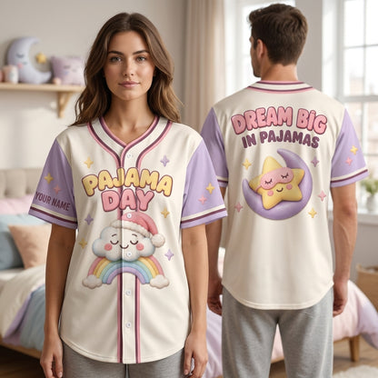 Personalized Pajama Day Dream Big Baseball Jersey - Cute Teacher Student Gift - mockup 1