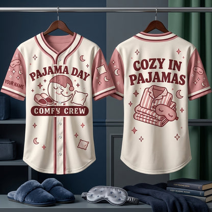Personalized Pajama Day School Spirit Week Baseball Jersey for Girls, Kids, and Teachers - mockup 3