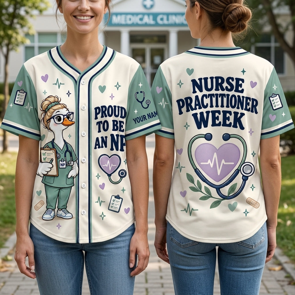 Personalized Nurse Practitioner Week Goose Baseball Jersey - Custom NP Gift - mockup 1