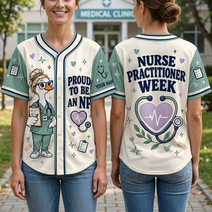 Personalized Nurse Practitioner Week Goose Baseball Jersey - Custom NP Gift - mockup 1
