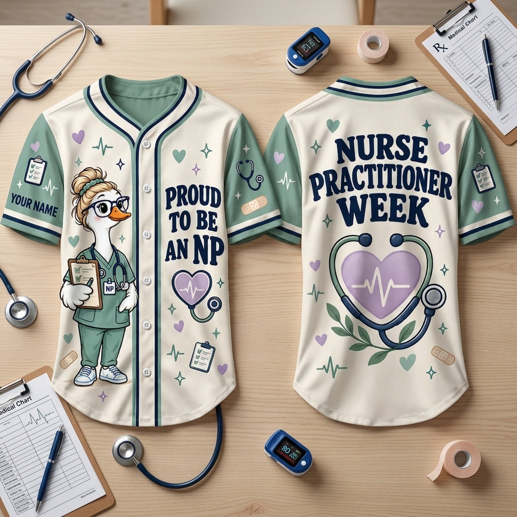 Personalized Nurse Practitioner Week Goose Baseball Jersey - Custom NP Gift - mockup 2