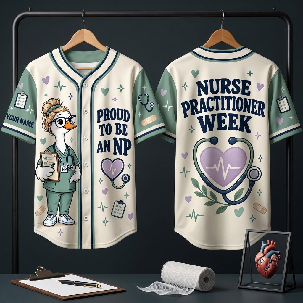 Personalized Nurse Practitioner Week Goose Baseball Jersey - Custom NP Gift - mockup 3