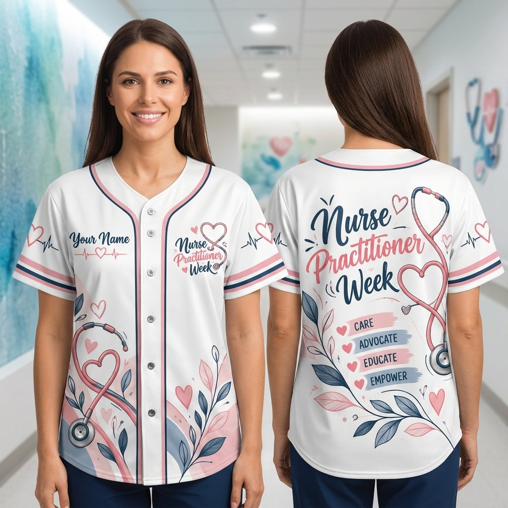 Personalized Nurse Practitioner Week Baseball Jersey - Custom Care Advocate Gift - mockup 1