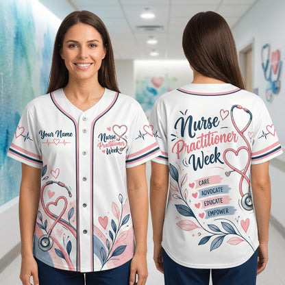 Personalized Nurse Practitioner Week Baseball Jersey - Custom Care Advocate Gift - mockup 1