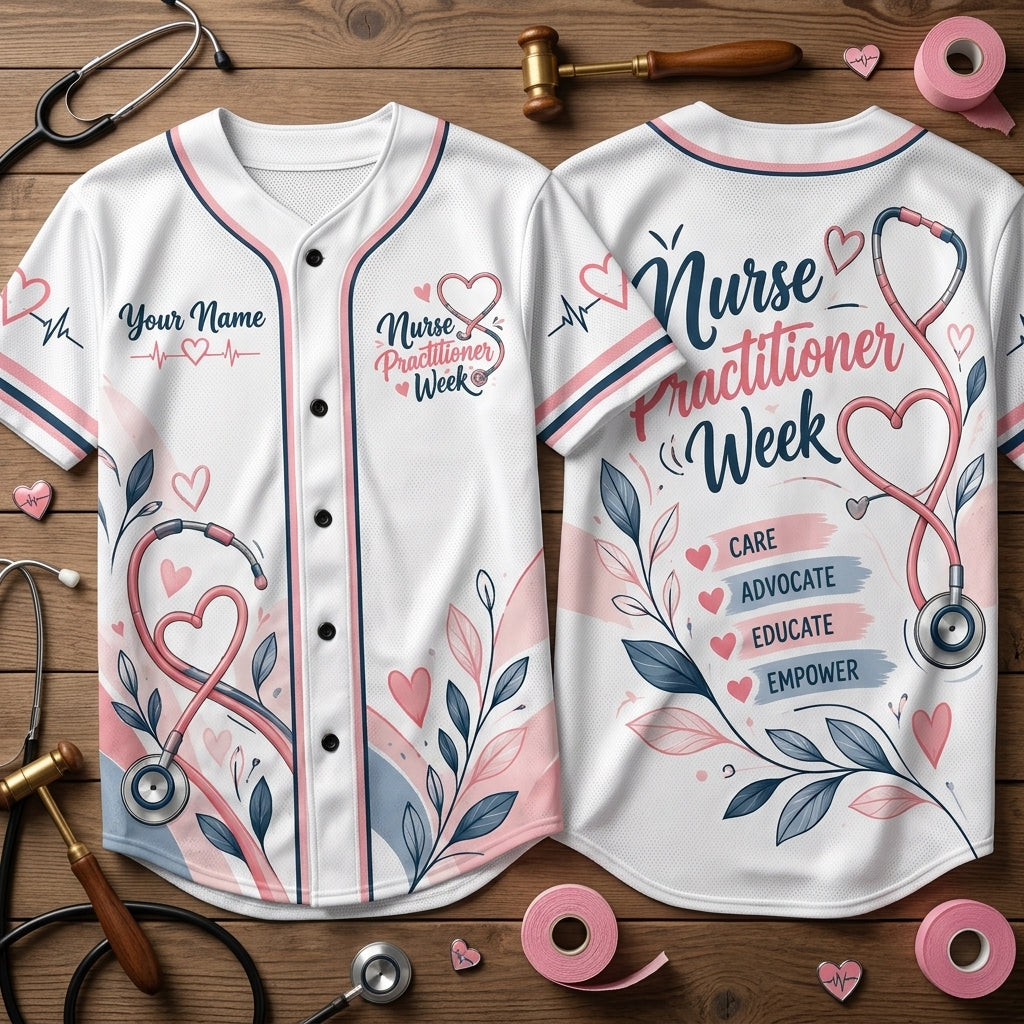 Personalized Nurse Practitioner Week Baseball Jersey - Custom Care Advocate Gift - mockup 2