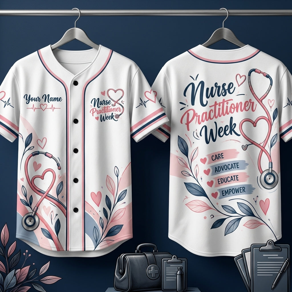 Personalized Nurse Practitioner Week Baseball Jersey - Custom Care Advocate Gift - mockup 3