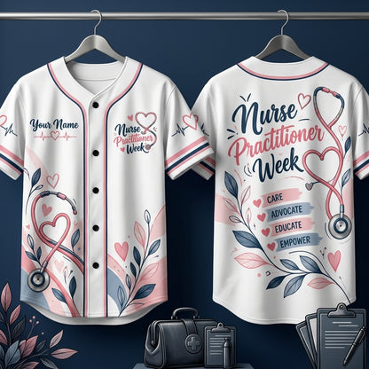 Personalized Nurse Practitioner Week Baseball Jersey - Custom Care Advocate Gift - mockup 3