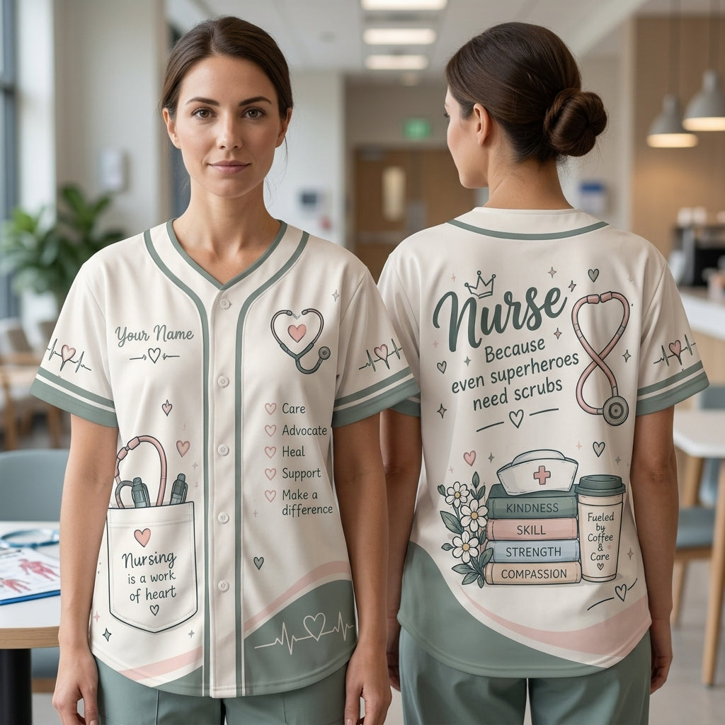 Personalized Nursing is a Work of Heart Baseball Jersey – Custom Gift for Healthcare Heroes - mockup 1