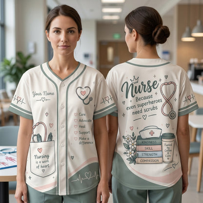 Personalized Nursing is a Work of Heart Baseball Jersey – Custom Gift for Healthcare Heroes - mockup 1