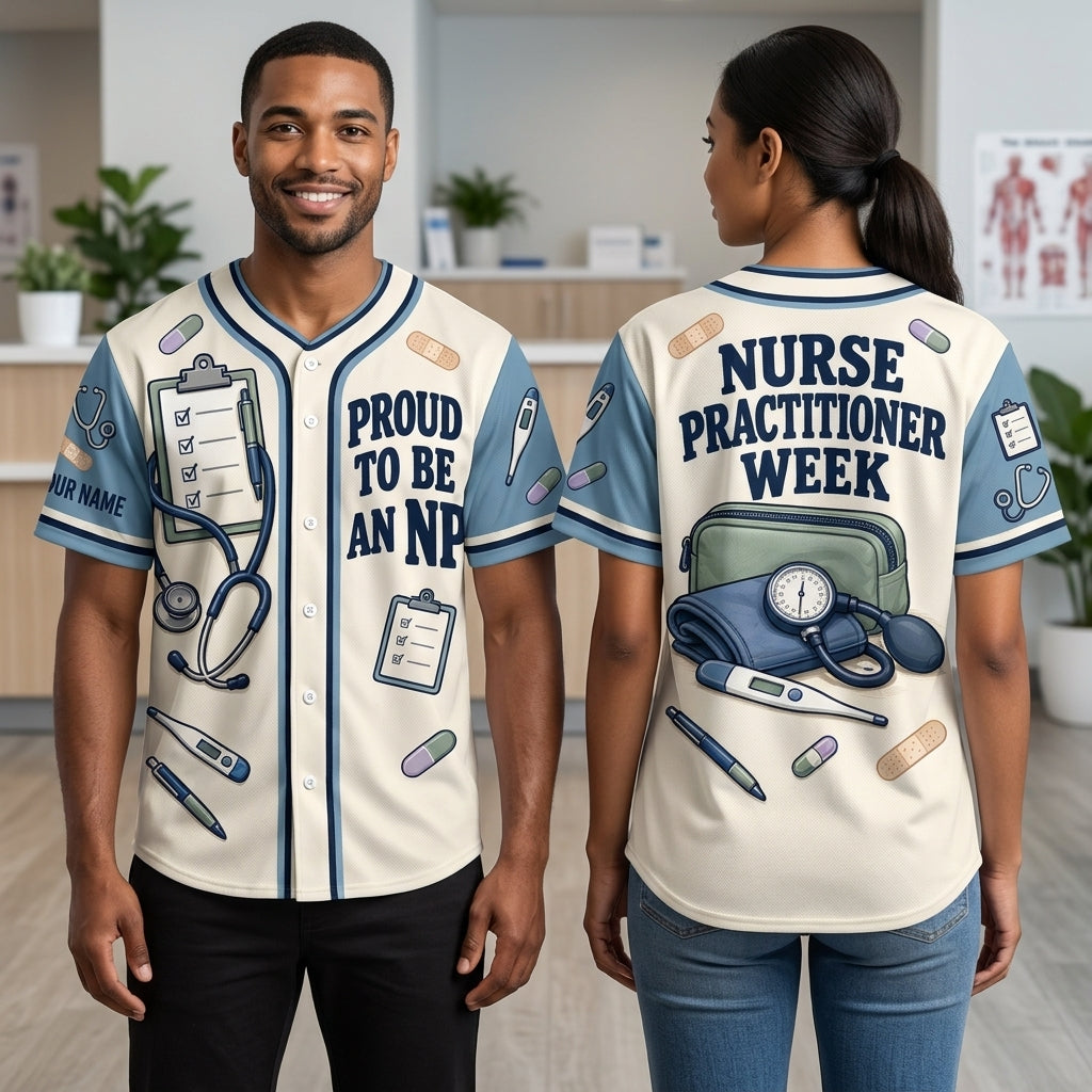 Personalized Nurse Practitioner Week Baseball Jersey – Proud To Be An NP Gift - mockup 1