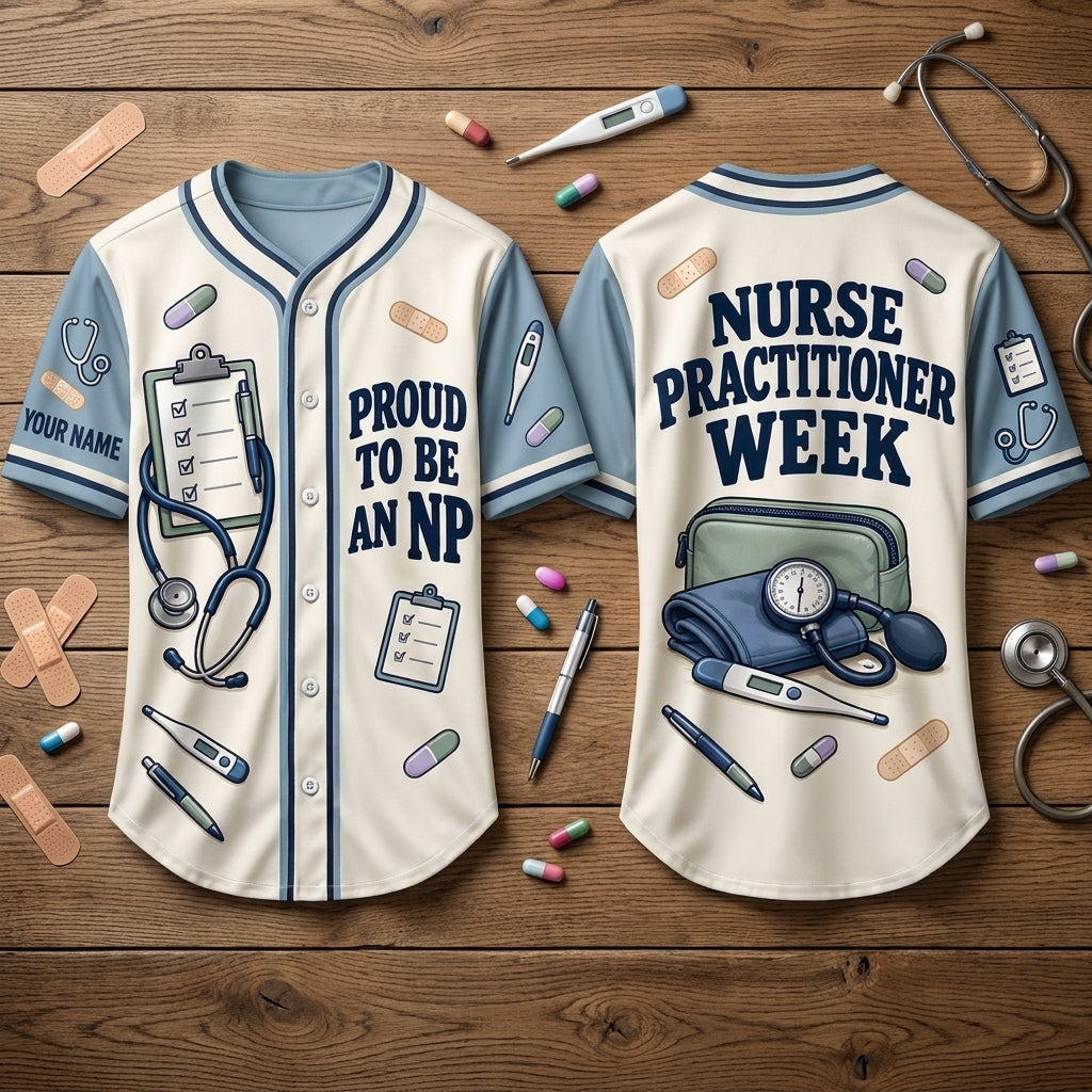 Personalized Nurse Practitioner Week Baseball Jersey – Proud To Be An NP Gift - mockup 2
