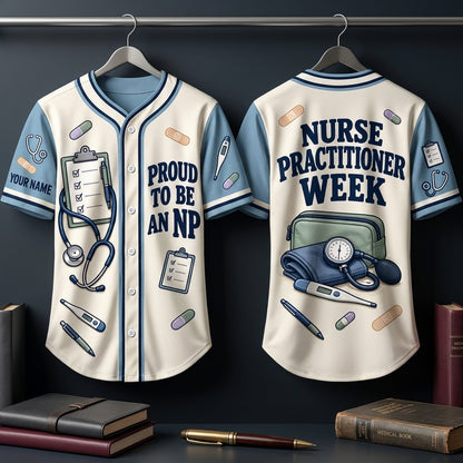 Personalized Nurse Practitioner Week Baseball Jersey – Proud To Be An NP Gift - mockup 3