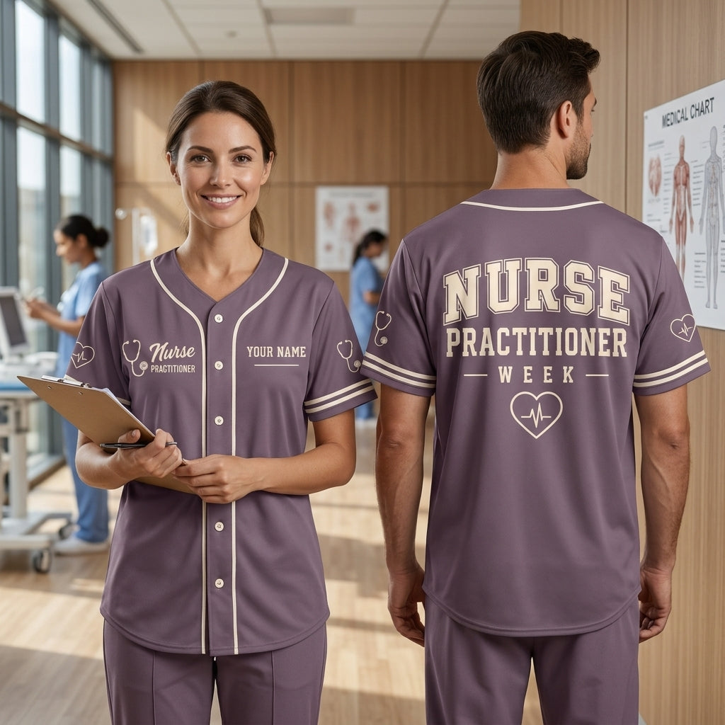 Personalized Nurse Practitioner Week Baseball Jersey - Custom Name Medical Gift - mockup 1