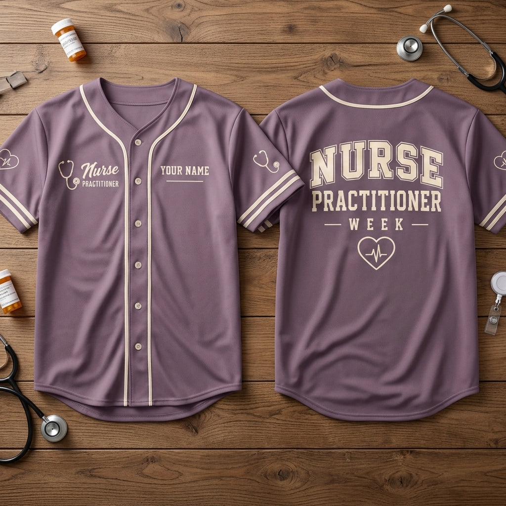 Personalized Nurse Practitioner Week Baseball Jersey - Custom Name Medical Gift - mockup 2