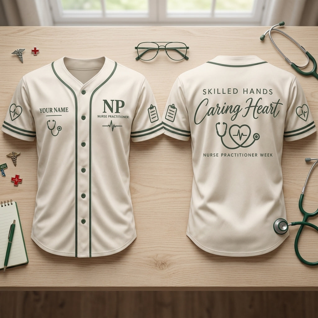 Personalized Nurse Practitioner Week Baseball Jersey – Custom NP Appreciation Gift - mockup 2
