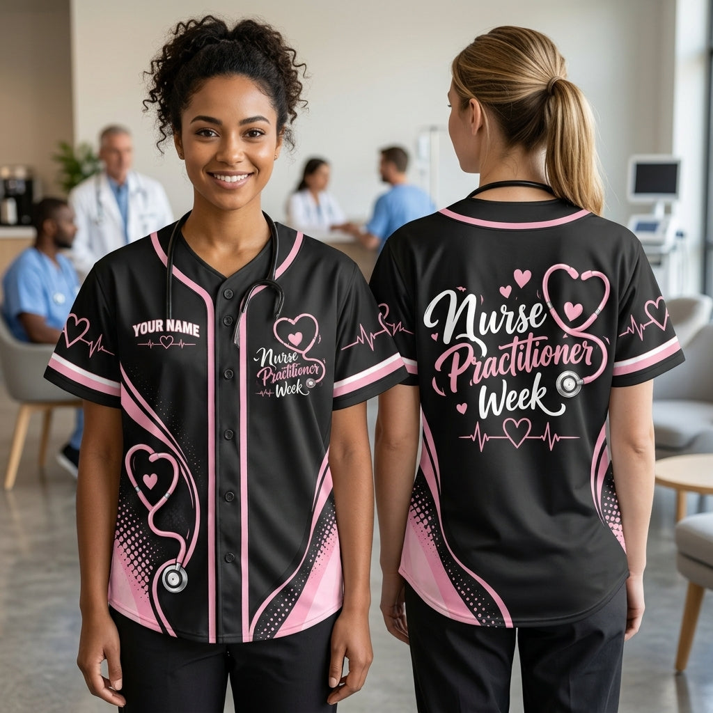 Personalized Nurse Practitioner Week Baseball Jersey - Custom NP Gift Apparel - mockup 1