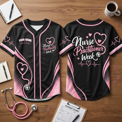 Personalized Nurse Practitioner Week Baseball Jersey - Custom NP Gift Apparel - mockup 2