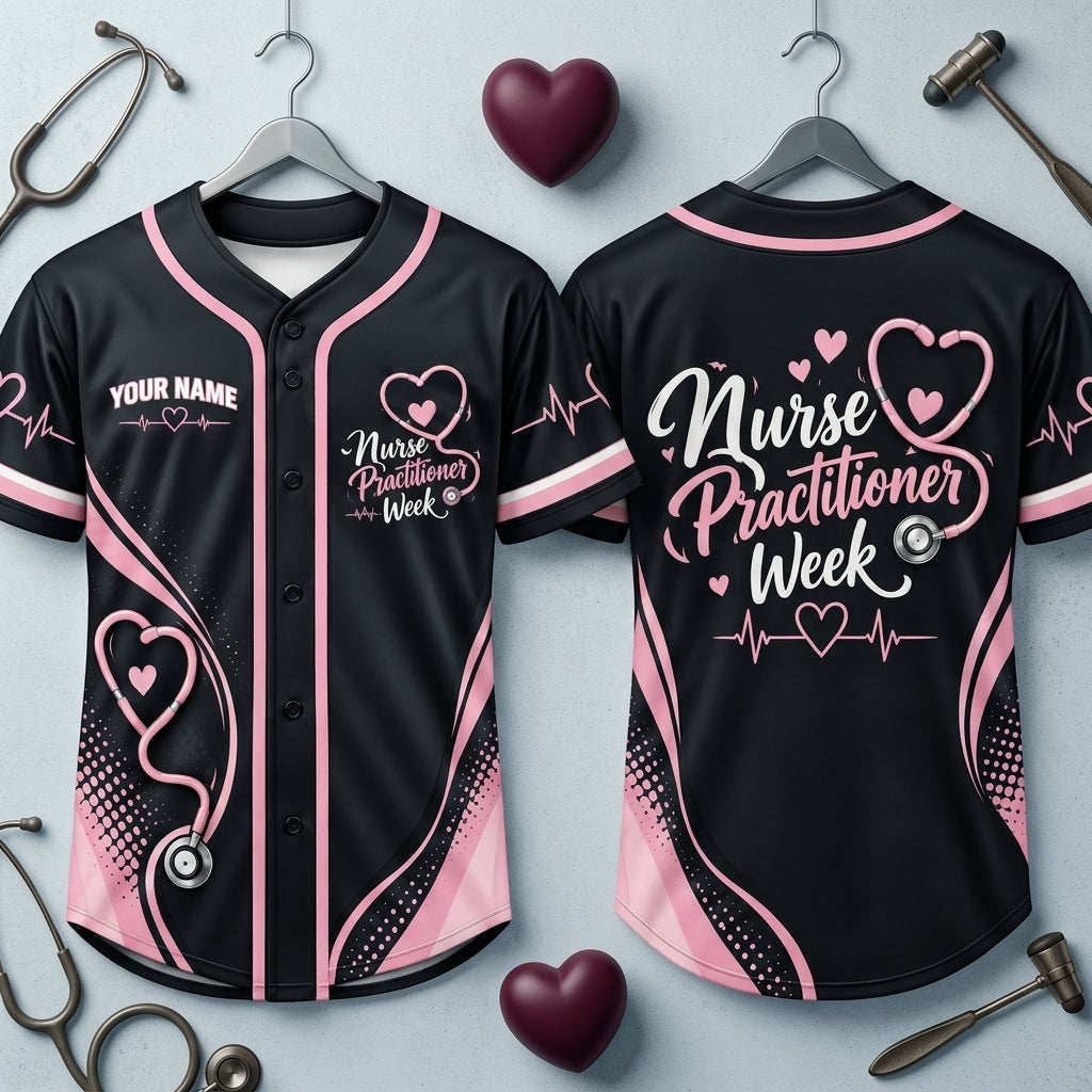 Personalized Nurse Practitioner Week Baseball Jersey - Custom NP Gift Apparel - mockup 3