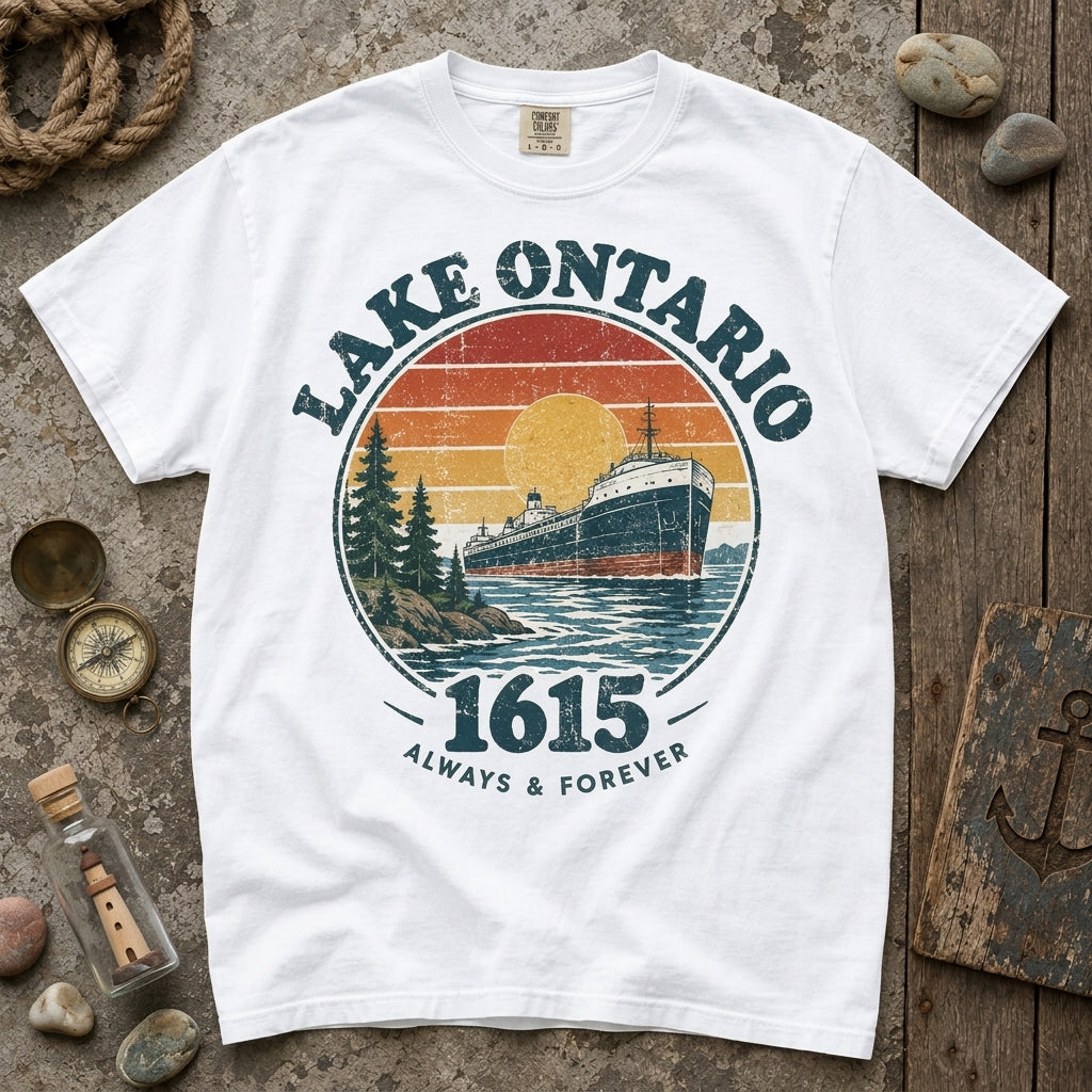 Vintage Lake Ontario Freighter 1615 T-shirt Sweatshirt Hoodie – Retro Nautical Gift - mockup 2