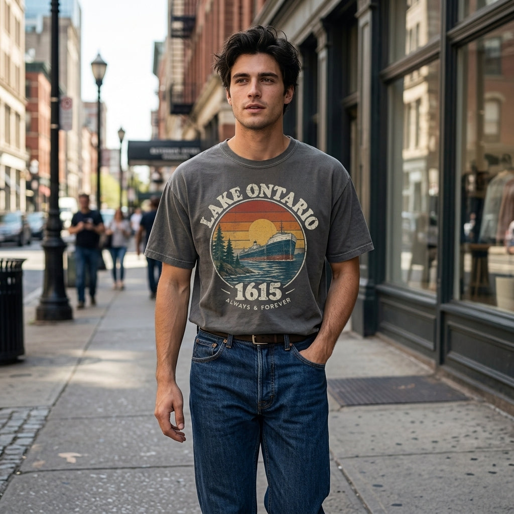Vintage Lake Ontario Freighter 1615 T-shirt Sweatshirt Hoodie – Retro Nautical Gift - mockup 5