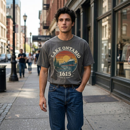 Vintage Lake Ontario Freighter 1615 T-shirt Sweatshirt Hoodie – Retro Nautical Gift - mockup 5