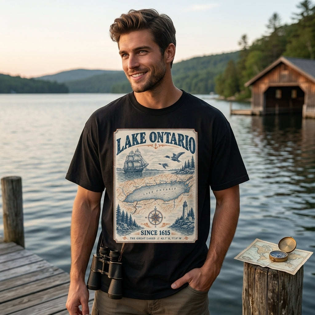 Vintage Lake Ontario Freighter 1615 T-shirt Sweatshirt Hoodie – Retro Nautical Gift - mockup 6