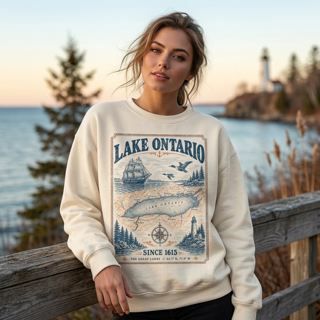 Vintage Lake Ontario Freighter 1615 T-shirt Sweatshirt Hoodie – Retro Nautical Gift - mockup 8
