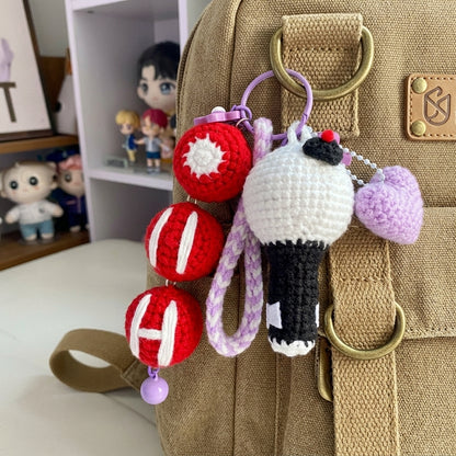 Handmade Crochet Kpop Lightstick Keychain - Cute Yarn Bag