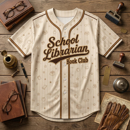 Personalized School Librarian Book Club Baseball Jersey, Custom Name Number Jersey Shirt