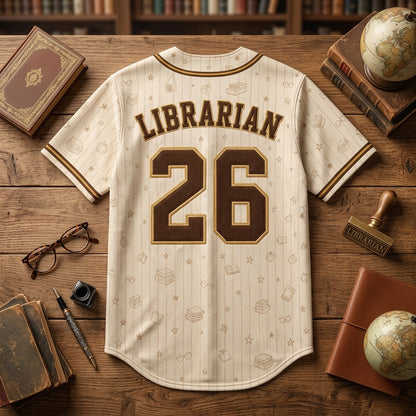 Personalized School Librarian Book Club Baseball Jersey, Custom Name Number Jersey Shirt
