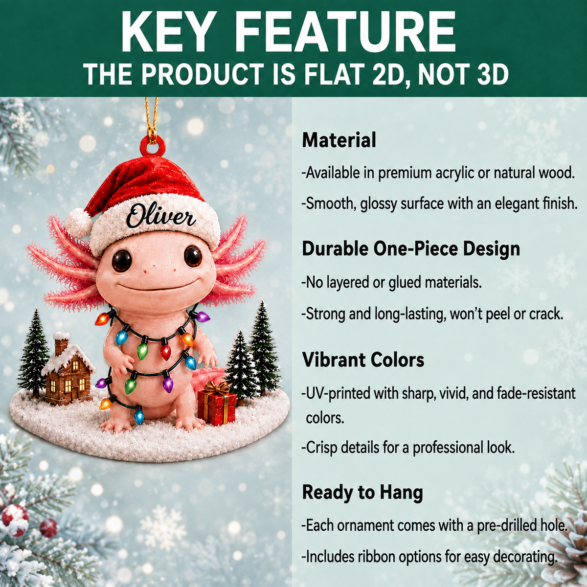 Personalized Golf Bag Wood & Acrylic Ornament - Custom Name Golfer Christmas Gift - gallery 1