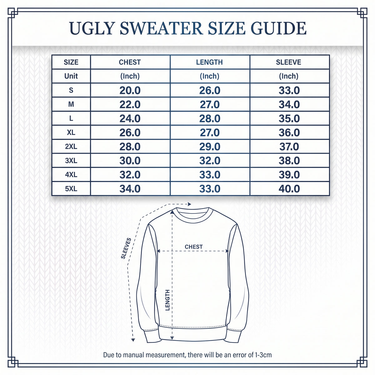 Ugly Sweater Size Guide