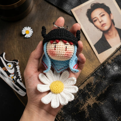 Handmade Crochet Boy Doll Keychain - Cute Knitted Figure Bag Charm