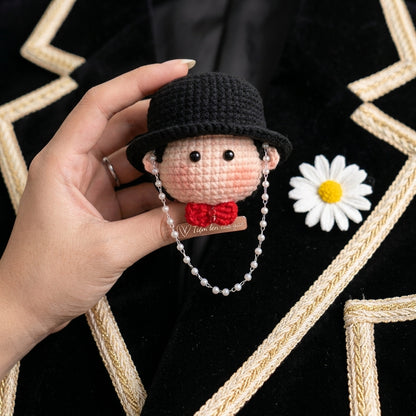 Handmade Crochet Boy Doll Keychain - Cute Knitted Figure Bag Charm