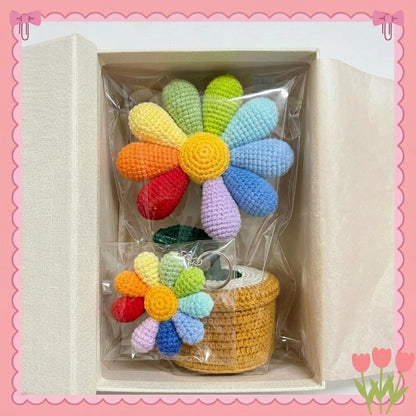 Handmade Crochet Daisy Keychain - Cute Flower Bag Charm