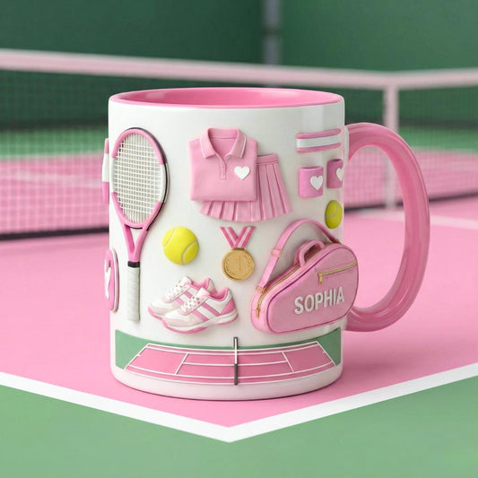 Custom Tennis Accent Mug, Cute Tennis Coffee Cup, Gift For Tennis Lover, Tennis Gift, Tennis Coach Gift
