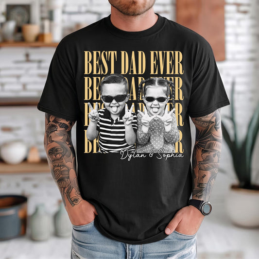 Comfort Colors® Custom Dad Vintage Photo Shirt: Personalized Fathers Day With Kids Photo
