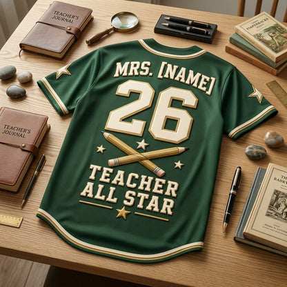 Personalized Classroom MVP Teacher Baseball Jersey, Custom Name Teacher All Star Jersey