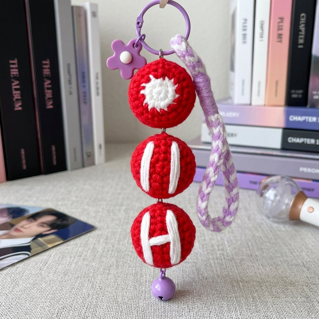 Handmade Crochet Kpop Lightstick Keychain - Cute Yarn Bag