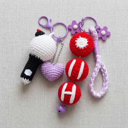 Handmade Crochet Kpop Lightstick Keychain - Cute Yarn Bag