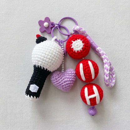 Handmade Crochet Kpop Lightstick Keychain - Cute Yarn Bag