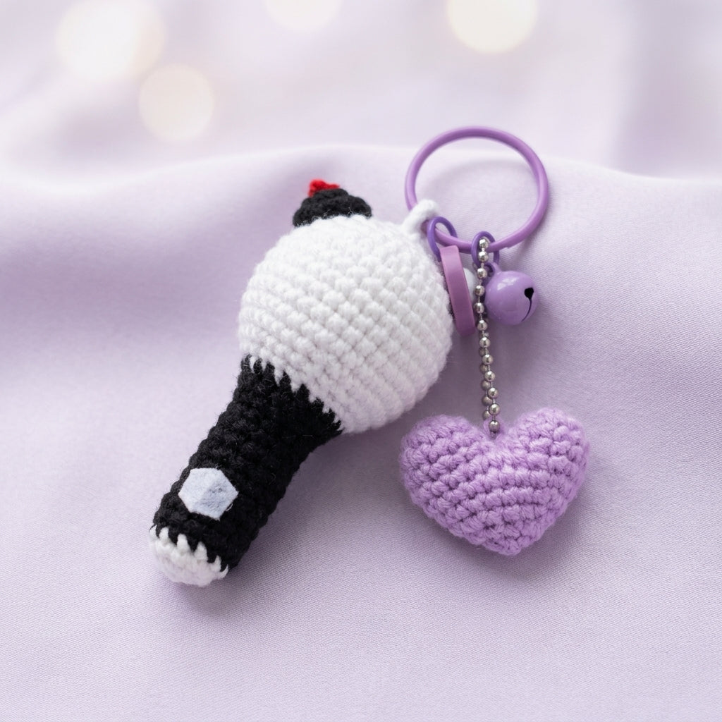 Handmade Crochet Kpop Lightstick Keychain - Cute Yarn Bag